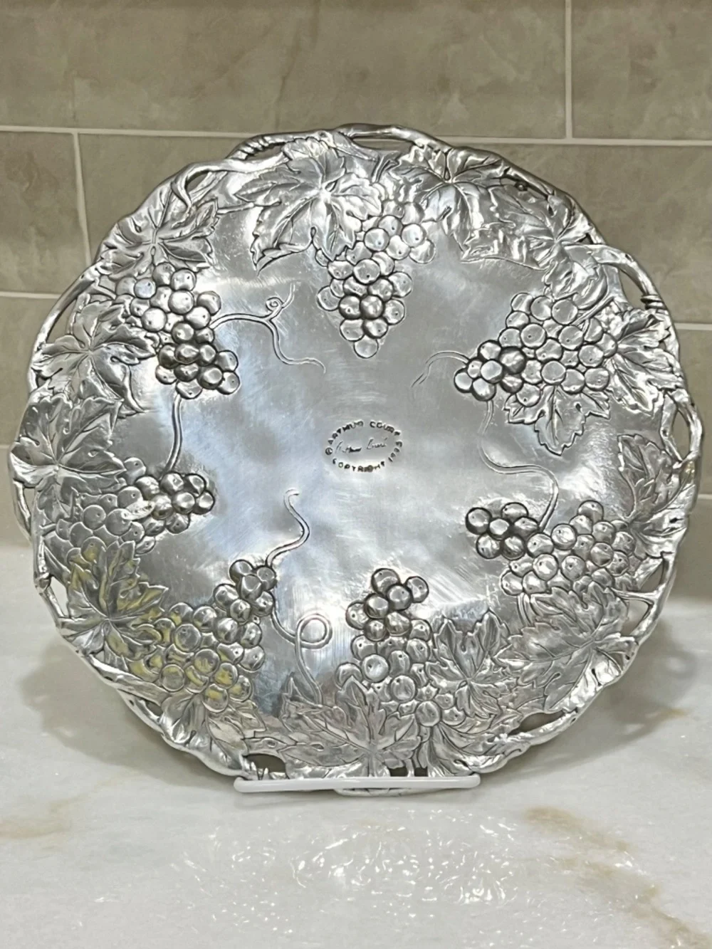 Arthur Court Glass Grape Ice Bucket & Matching 12